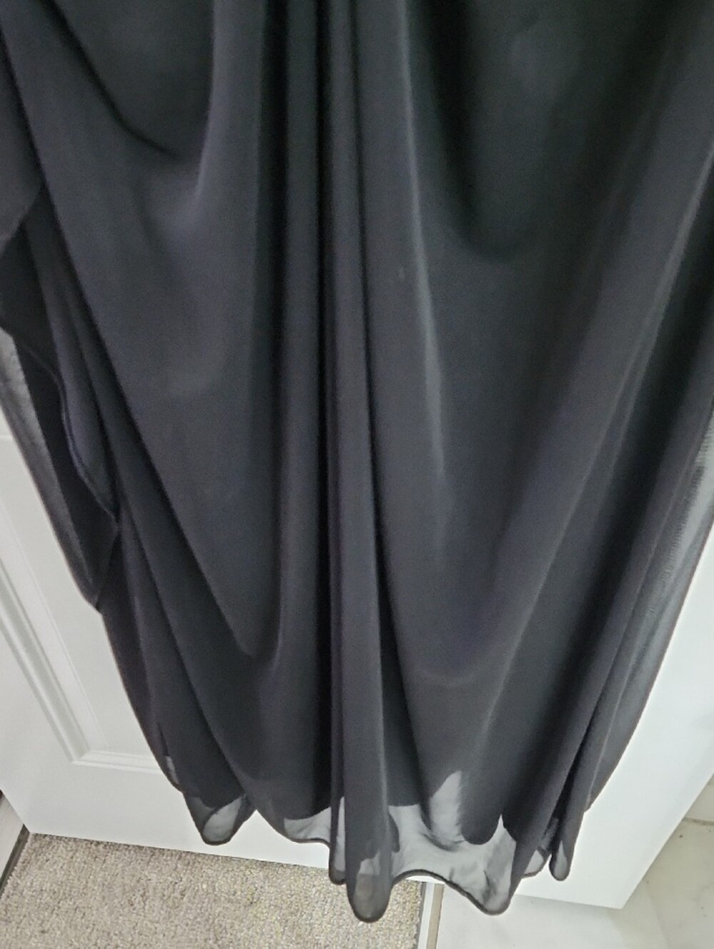 David's Bridal Black Halter Neck Beaded Gown - Picture 9 of 12